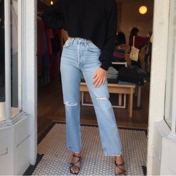 Agolde Denim - Worn once AGOLDE 90s distressed mid rise loose fit straight jeans in captured